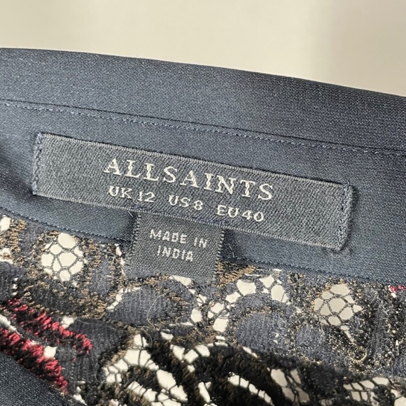 All Saints Shirt Womens 8 black brown floral lace Leela button up tunic dress - Picture 4 of 8